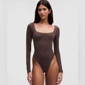 NWT Lululemon Nulu Square-Neck Long-Sleeve Bodysuit Espresso